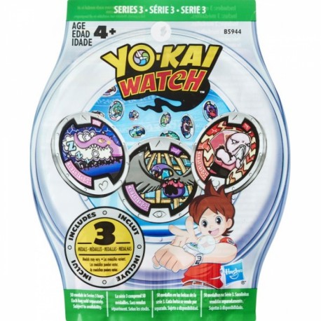 Kit 3 Medalhas Yo-Kai Watch Serie 3 Hasbro