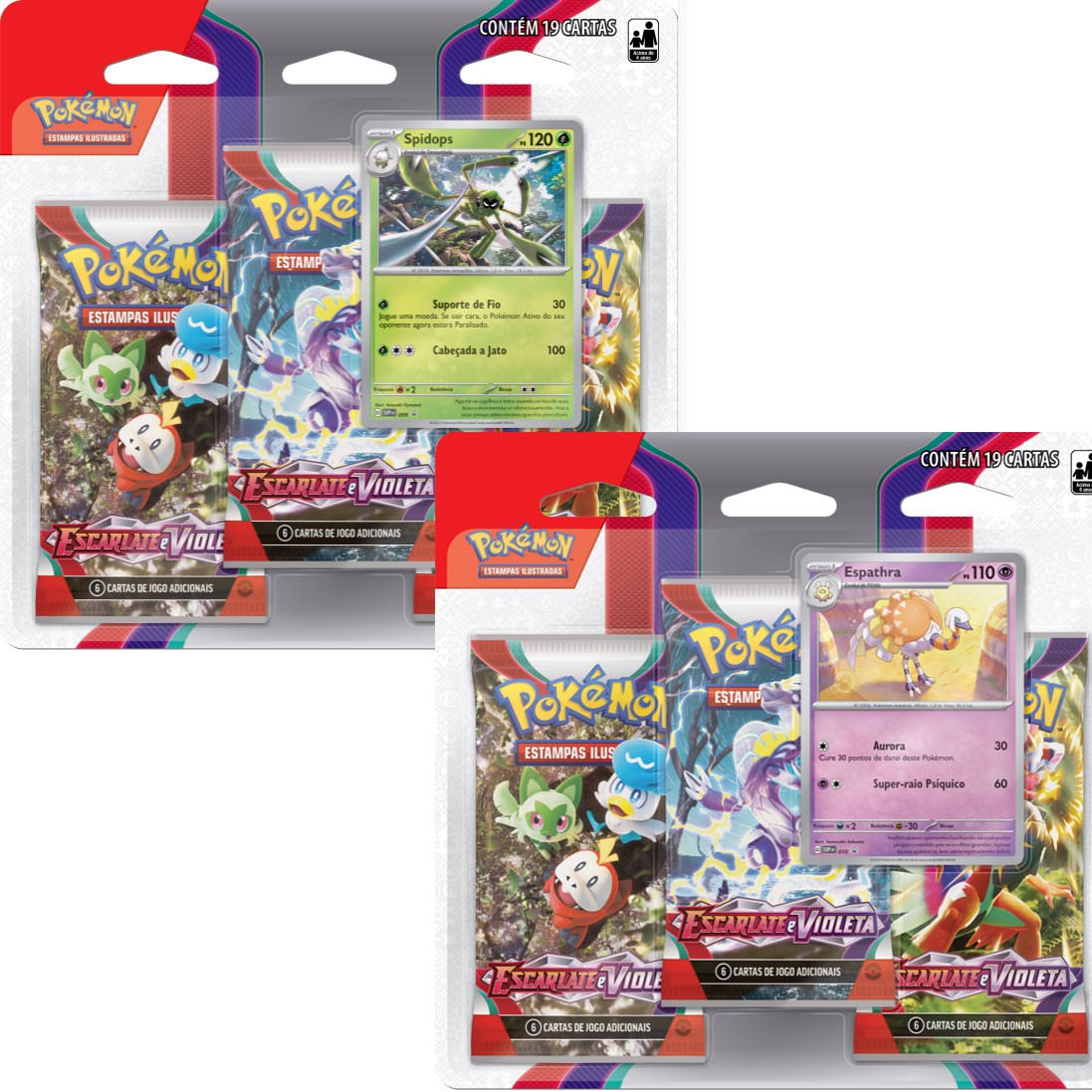 Cartas Pokemon - Triple Pack - Escarlate e Violeta 1 - Spidops - 32564 -  COPAG DA IA