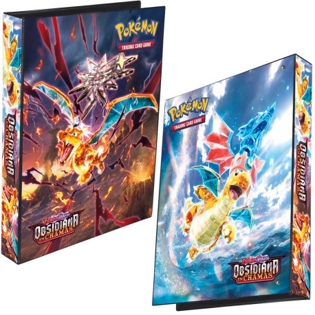 Pasta Fichário Pokémon Escarlate e Violeta Obsidiana em Chamas Capa Dura 4 Argolas