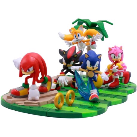 Diorama Completo Sonic The Hedgehog Craftables Constructibles Sonic, Amy, Tails, Shadow e Knuckles Just Toys