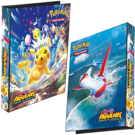 Pasta Fichário Pokémon Escarlate e Violeta Fagulhas Impetuosas Capa Dura 4 Argolas