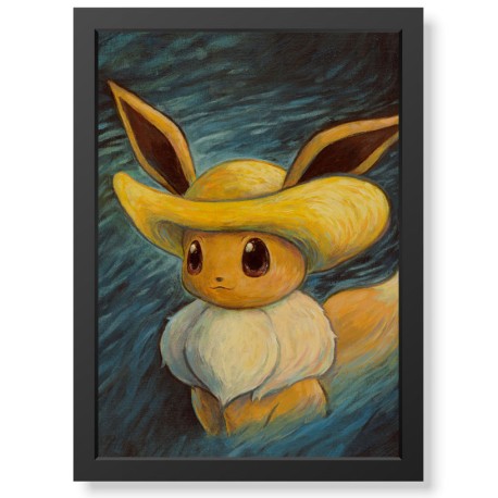 Quadro Decorativo Pokémon Eevee Van Gogh Autorretrato geek.frame